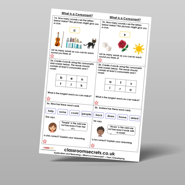An image of the What is a Consonant? Application and Reasoning Resource
