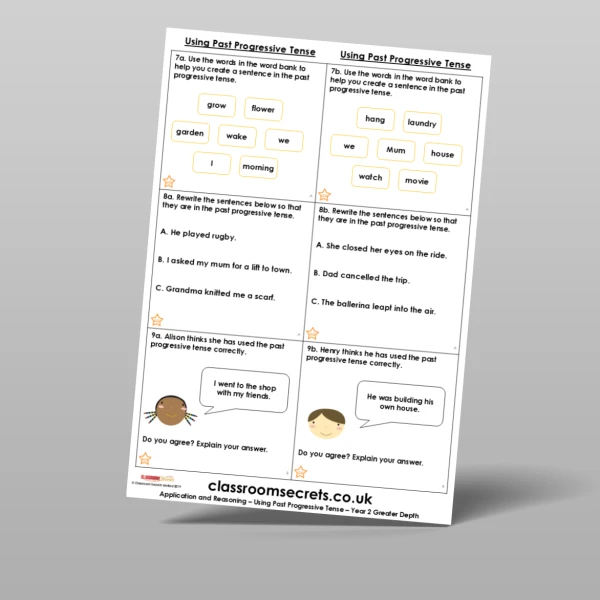 An image of the Using Past Progressive Tense Application and Reasoning Resource
