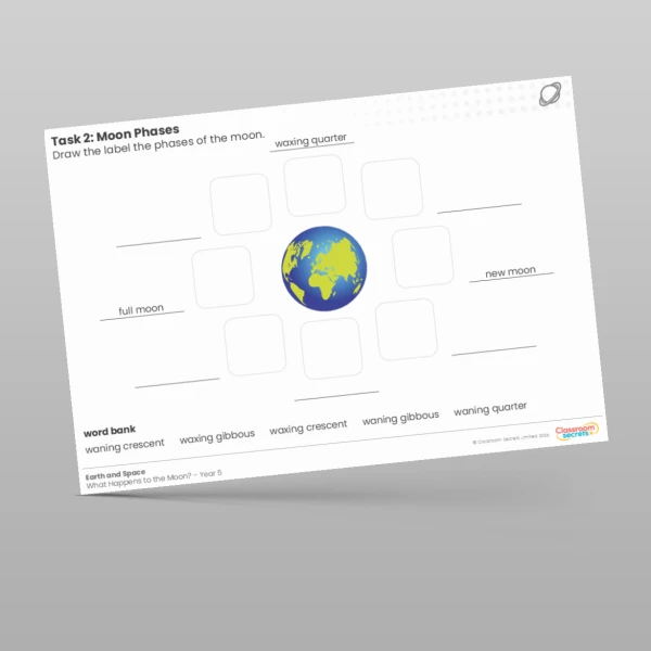 An image of the Lesson 4: Moon Phases Worksheet Resource