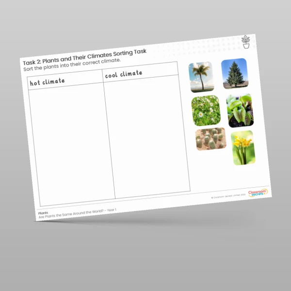 An image of the Lesson 6: Plants and their Climate Sorting Worksheet Resource