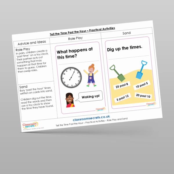 An image of the Tell the Time Past the Hour Practical Activities Resource