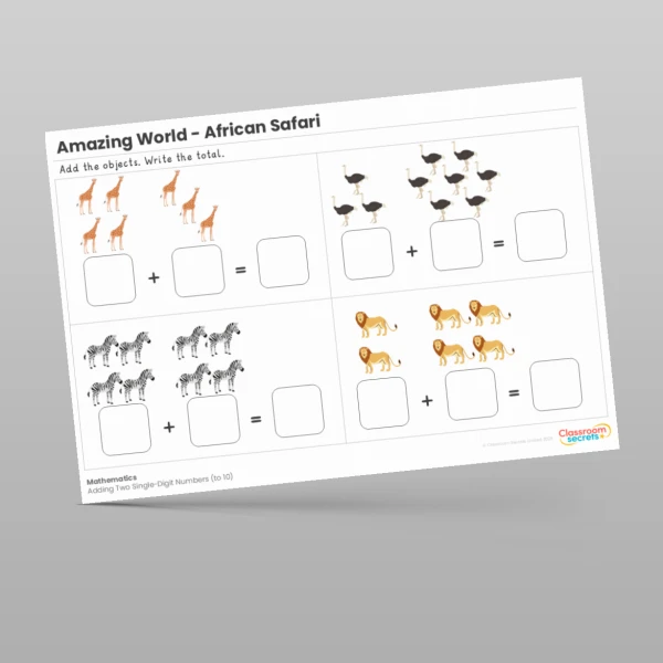 An image of the Amazing World - African Safari Maths Activities Resource