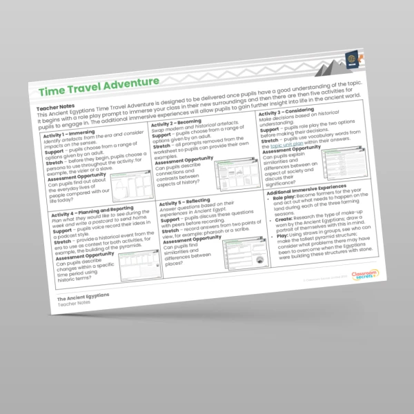 An image of the Time Travel Adventure - The Ancient Egyptians Resource