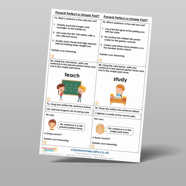 An image of the Present Perfect or Simple Past? Application and Reasoning Resource
