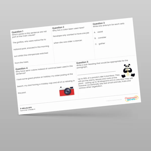 An image of the 5-Minute GPS Summer 2 Week 4 Resource