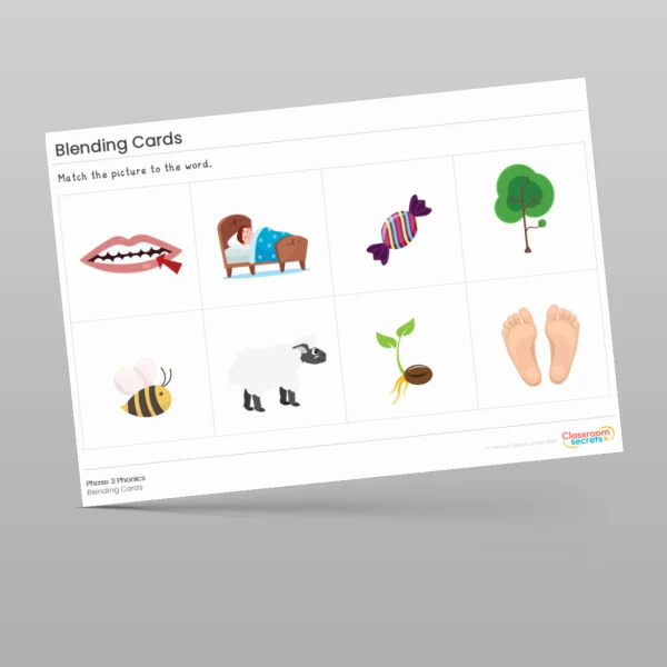 An image of the Blending Cards: ai ee igh oa Resource