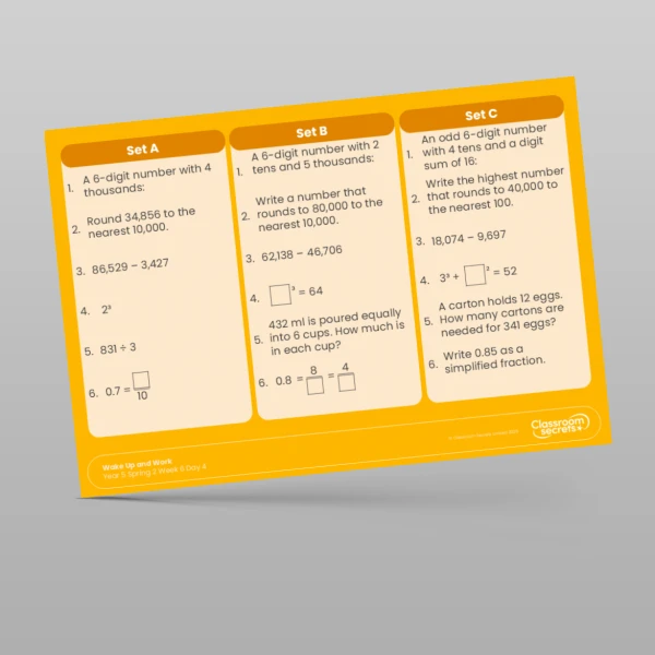 An image of the Spring 2 Week 6 Wake Up and Work Resource