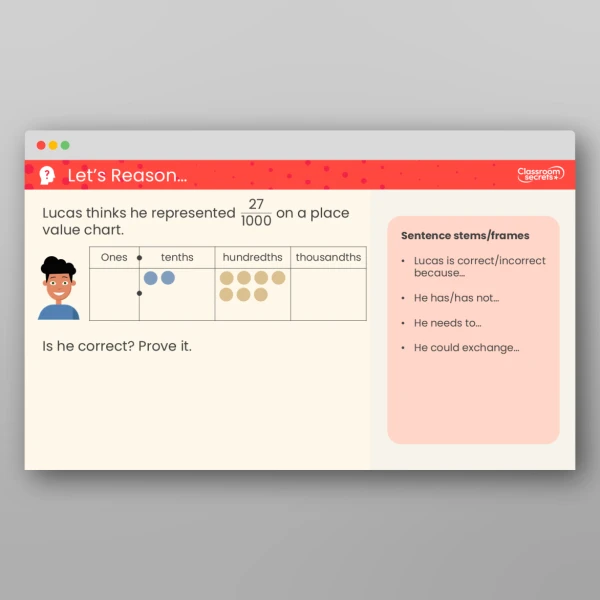 An image of the Thousandths on a Place Value Chart Teaching PPT Resource