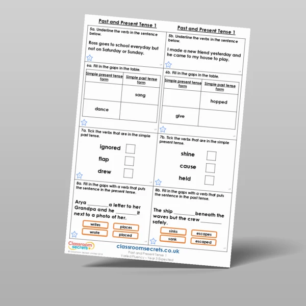 An image of the Past and Present Tense 1 Varied Fluency Resource