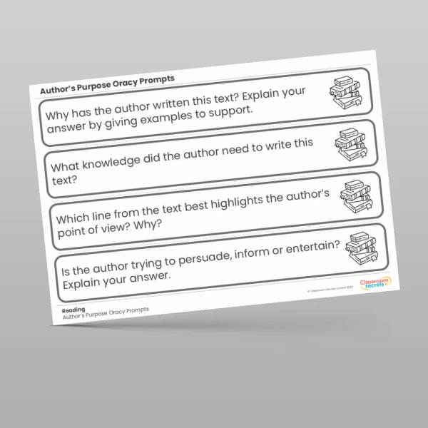 An image of the Author's Purpose Oracy Prompts Resource