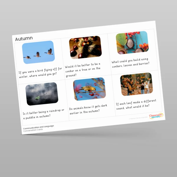 An image of the Autumn Conversation Cards Resource