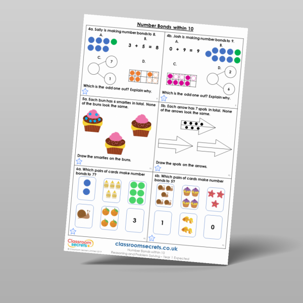 Year 1 Number Bonds Within 10 Reasoning And Problem Solving Resource ...