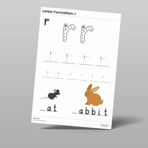 An image of the Letter Formation Worksheet: r Resource
