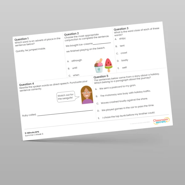 An image of the 5-Minute GPS Summer 2 Week 6 Resource