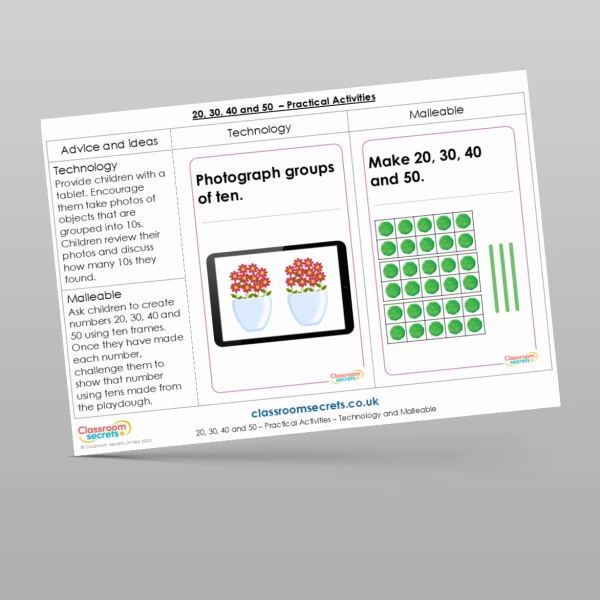 An image of the 20, 30, 40 and 50 Practical Activities Resource