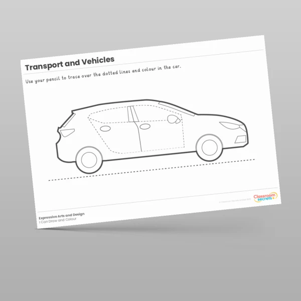 An image of the Transport and Vehicles I Can Draw and Colour Resource