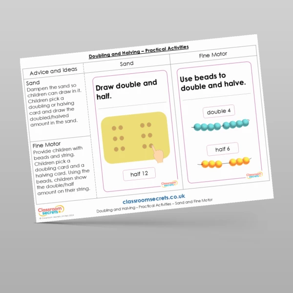 An image of the Doubling and Halving Practical Activities Resource