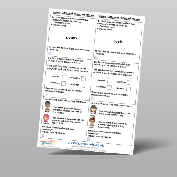 An image of the Using Different Types of Nouns Application and Reasoning Resource
