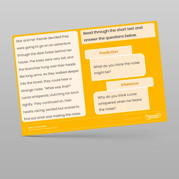 An image of the Summer 1 Week 1 Wake Up and Work Resource