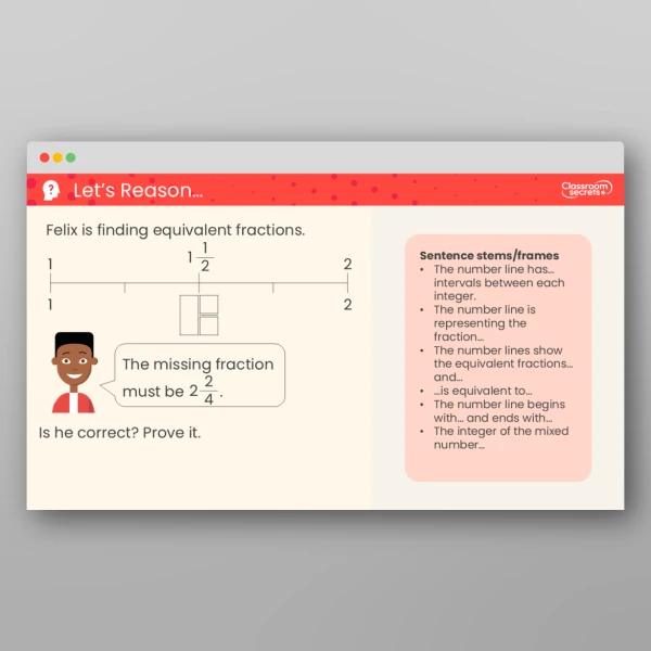 An image of the Equivalent Fractions on a Number Line Teaching PPT Resource