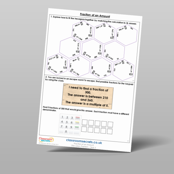Year 6 Fraction Of An Amount Discussion Problem Resource | Classroom ...