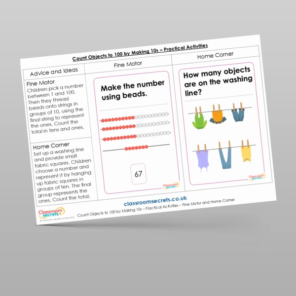 An image of the Count Objects to 100 by Making 10s Practical Activities Resource