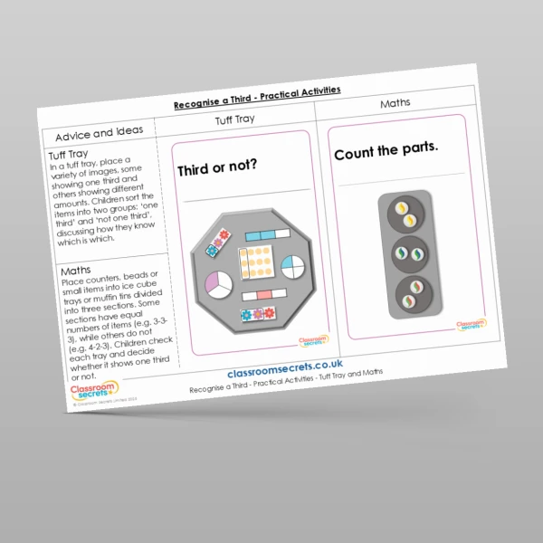 An image of the Recognise a Third Practical Activities Resource