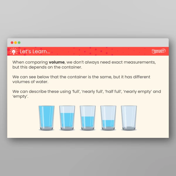 An image of the Compare Capacity and Volume Teaching PPT Resource