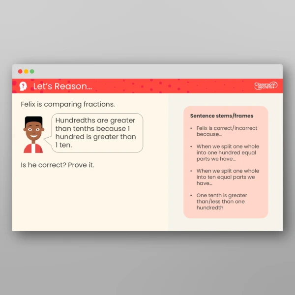 An image of the Hundredths as Fractions Teaching PPT Resource