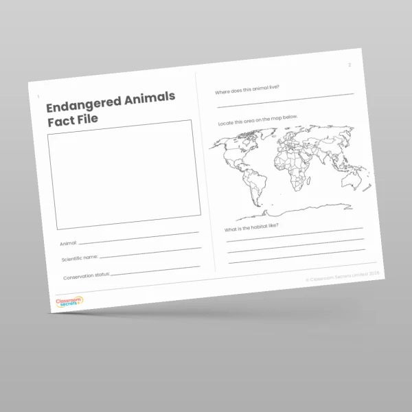 An image of the Endangered Animals Fact File Research Activity Resource