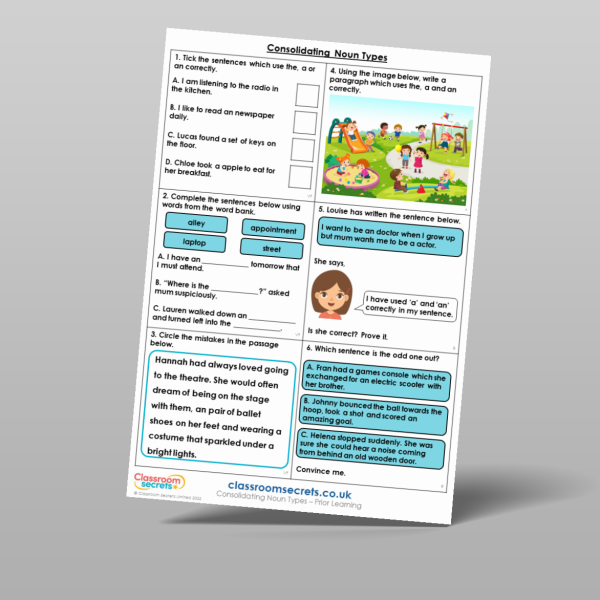 Year 4 Consolidating Noun Types Prior Learning Resource | Classroom Secrets
