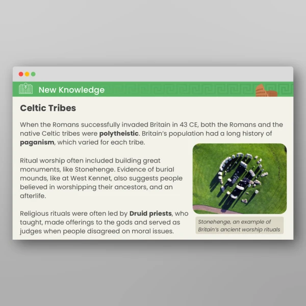 An image of the Lesson 5: What Did People in Britain Believe During the Roman Invasion? PPT Resource