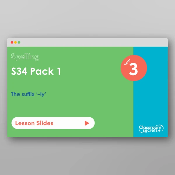 An image of the Autumn 1 Week 4 Spelling - S34 Pack 1 - The suffix ‘–ly’ Resource