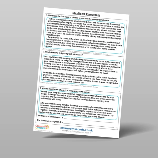 An image of the Identifying Paragraphs Mixed Activity Resource