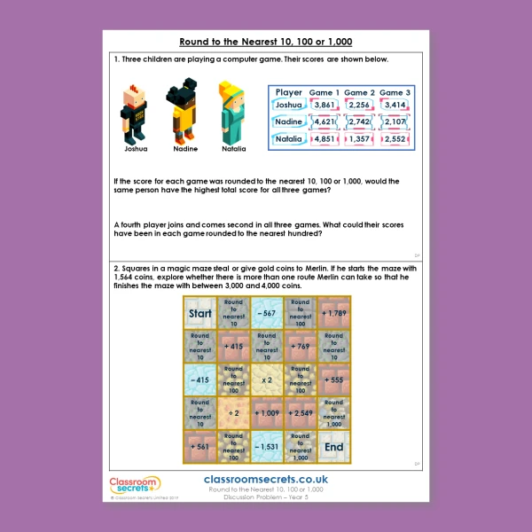 Year 5 Round to the Nearest 10, 100 or 1,000 Place Value Deeper Reasoning Discussion Problem