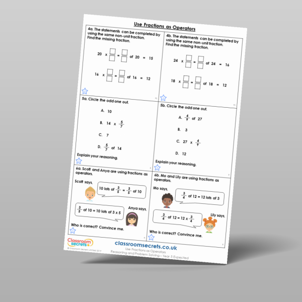 Year 5 Use Fractions As Operators Reasoning And Problem Solving ...