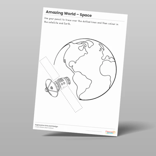 An image of the Amazing World - Space I Can Draw and Colour Resource