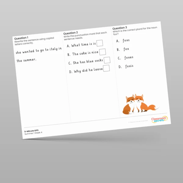 An image of the 5-Minute GPS Summer 1 Week 4 Resource