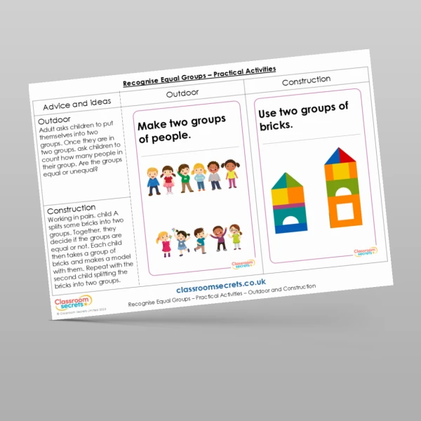 An image of the Recognise Equal Groups Practical Activities Resource