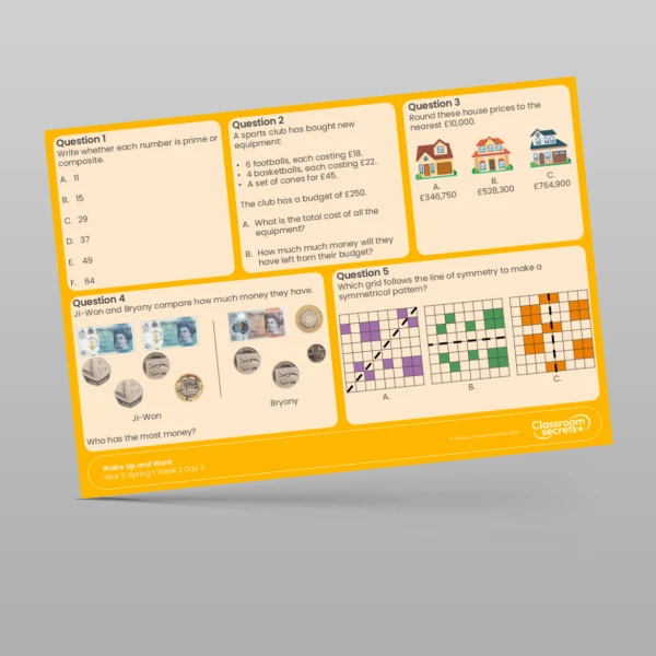 An image of the Spring 1 Week 3 Wake Up and Work Resource