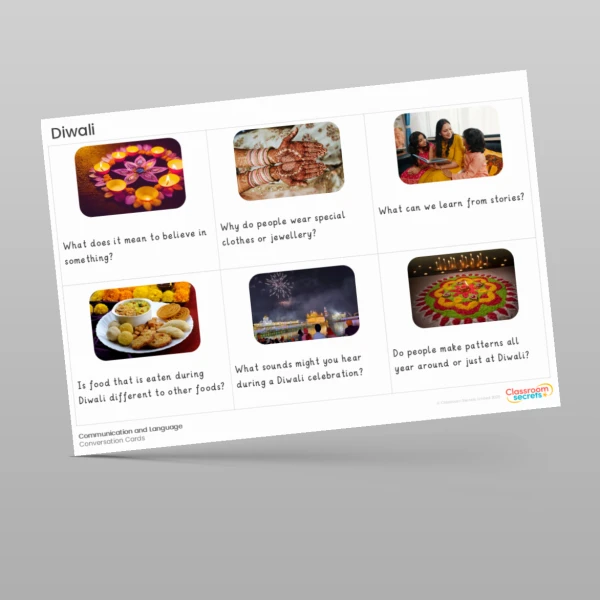 An image of the Diwali Conversation Cards Resource