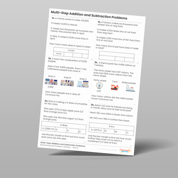 Year 5 Multi Step Addition And Subtraction Problems Reasoning And ...