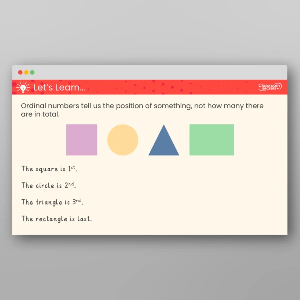 An image of the Ordinal Numbers Teaching PPT Resource