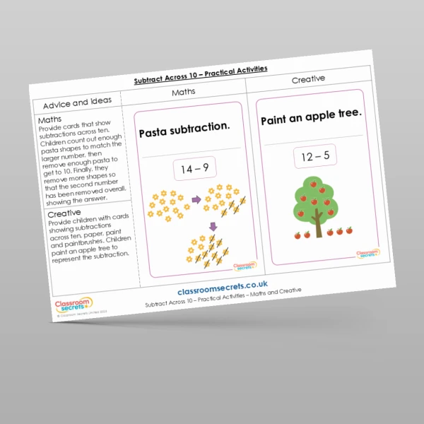 An image of the Subtract Across 10 Practical Activities Resource