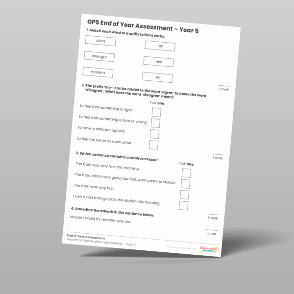 An image of the End of Year GPS Assessment Resource