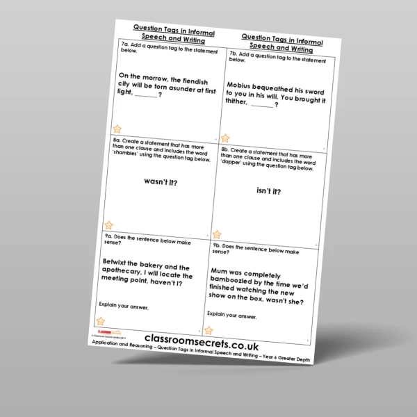 An image of the Question Tags in Informal Speech and Writing Application and Reasoning Resource