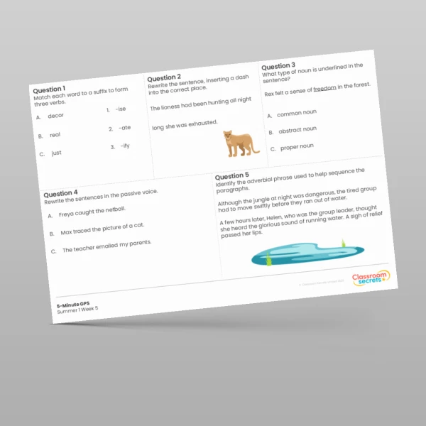 An image of the 5-Minute GPS Summer 1 Week 5 Resource