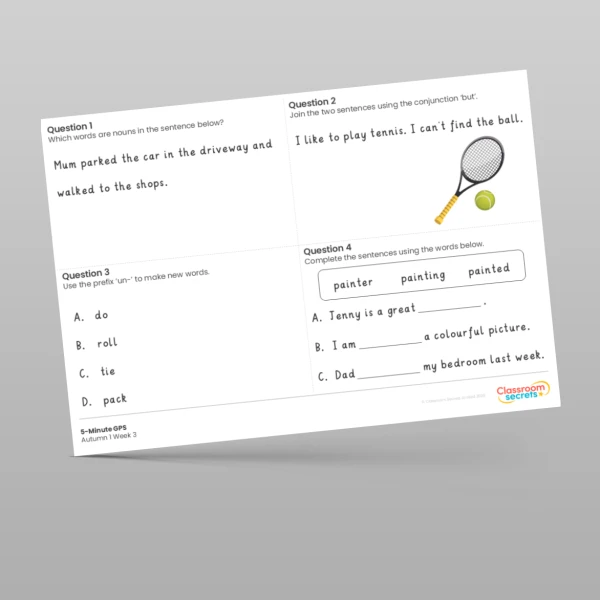 An image of the 5-Minute GPS Autumn 1 Week 3 Resource