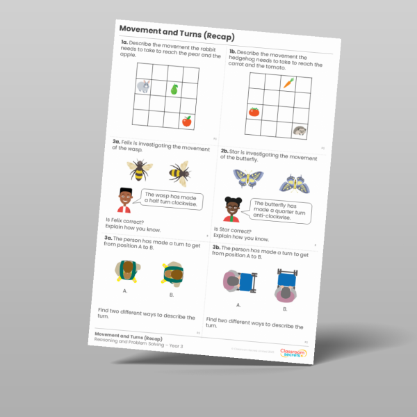 Year 3 Movement And Turns Recap Reasoning And Problem Solving Resource ...
