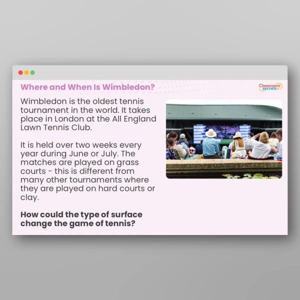 An image of the Wimbledon Whole School Assembly PPT Resource